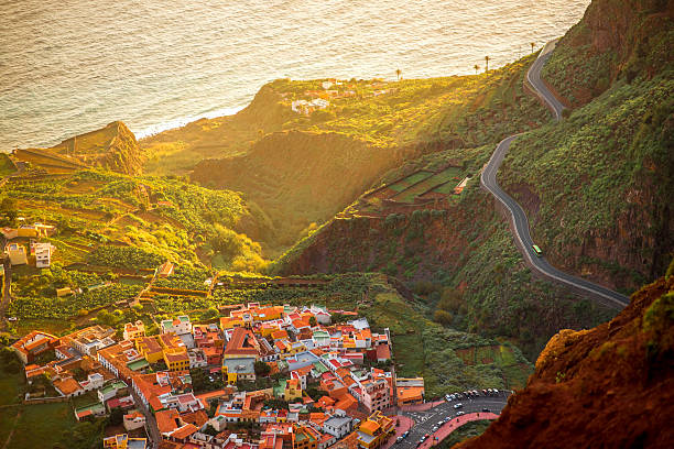 Top view on Agulo coastal village in Spain