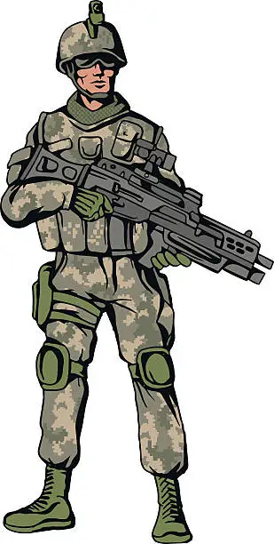 Vector illustration of American soldier