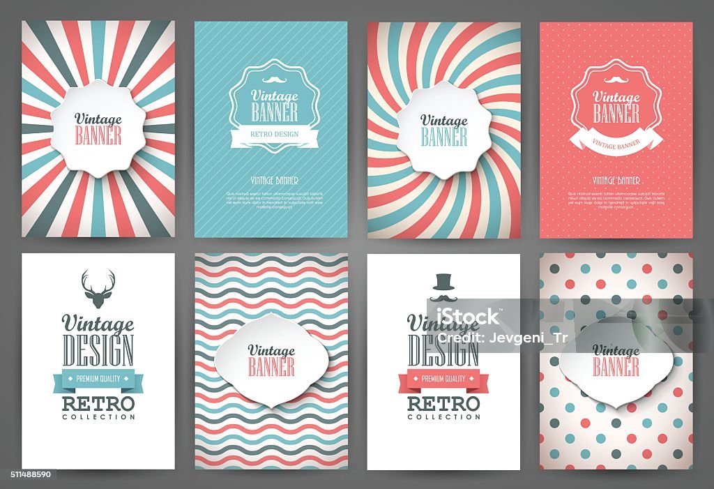 Set of brochures in vintage style Set of brochures in vintage style. Vector design templates. Vintage frames and backgrounds. Abstract stock vector