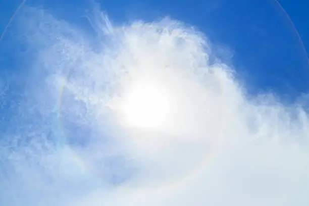 Photo of fantastic beautiful sun halo phenomenon