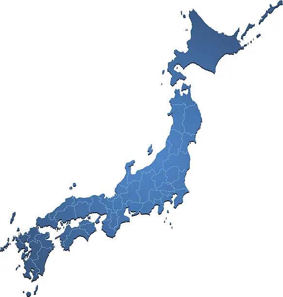 Vector illustration of Japan map blue