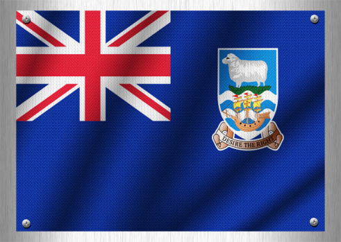 Falkland Islands flag patterns on the steel plate.