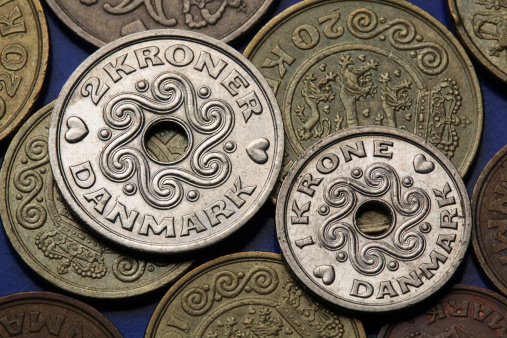 Coins of Denmark. Danish krone coins.