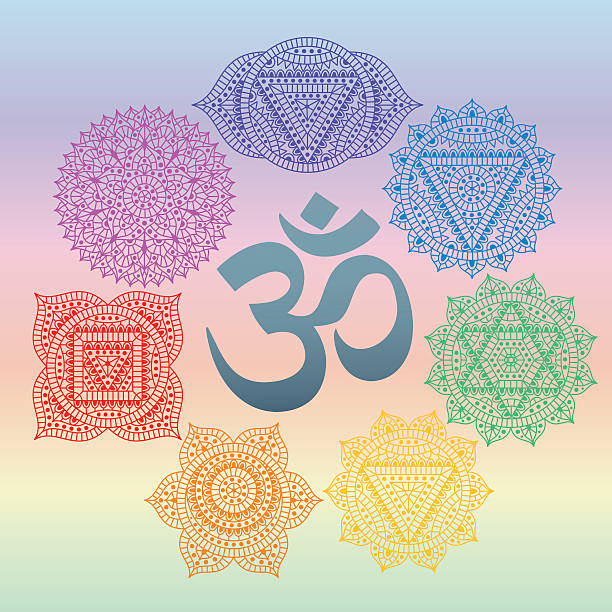 Set Of Seven Chakras And Symbol Om In The Centre Stock Illustration -  Download Image Now - Chakra, Symbol, Om Symbol - iStock