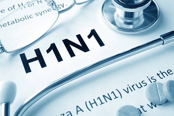 Paper with word   H1N1 disease Paper with word   H1N1 disease and stethoscope. h1n1 flu virus stock pictures, royalty-free photos & images