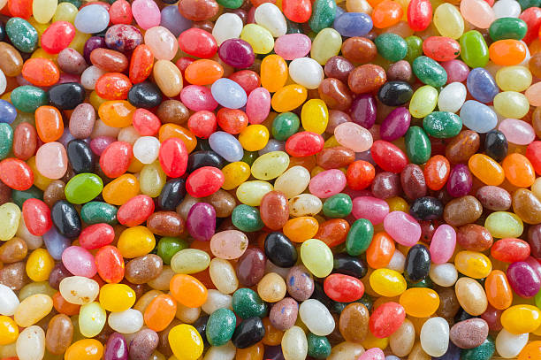 Jelly beans candy background Colorful jelly beans candy background, overlook view jellybean photos stock pictures, royalty-free photos & images