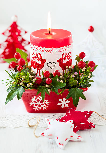 istock Christmas table decoration with candle 511523827