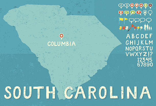 맵 사우스캐롤라이 있는 아이콘 - south carolina flag interface icons symbol stock illustrations