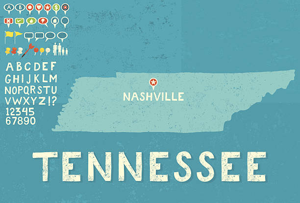 Map of Tennessee with icons Map of Tennessee with icons tennessee stock illustrations