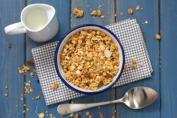 istock granola in bowl and milk 511524422