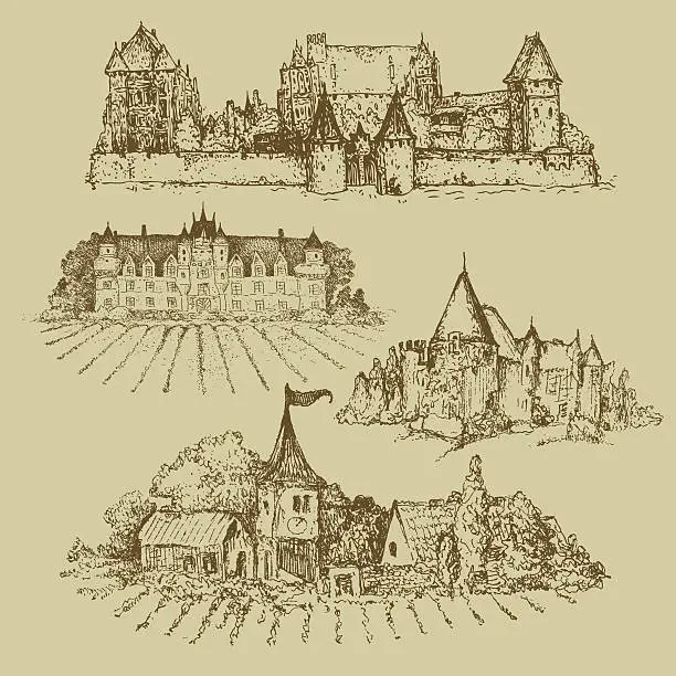 Vector illustration of set of castles