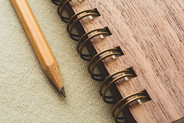 istock Pencil and spiral notebook on the canvas background 511525028