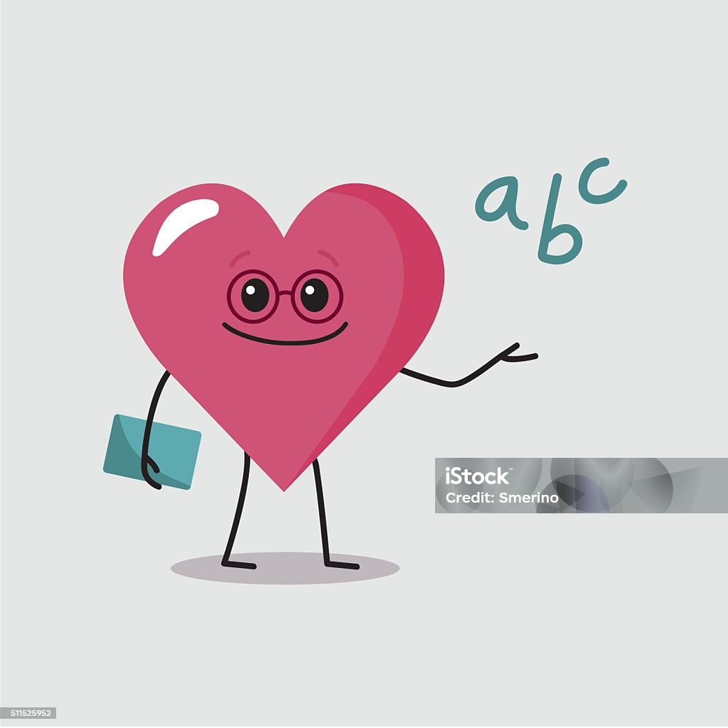 Funny cartoon character heart as a teacher Activity stock vector