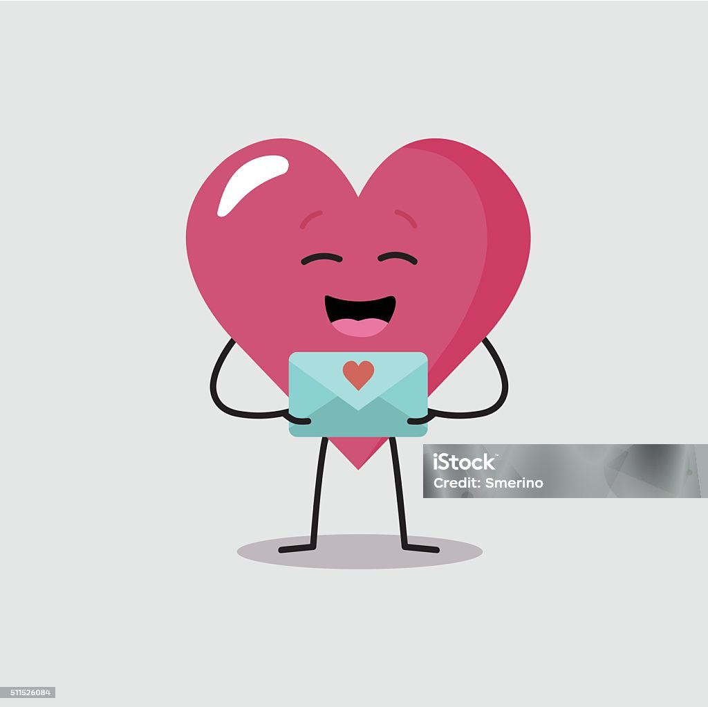 Happy Heart Character With A Valentines Day Letter Stock ...