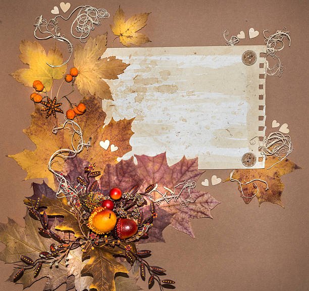 istock Paper frame decorated with autumn decorations 511526419