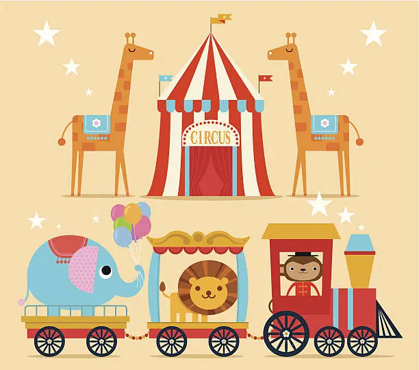 Vector illustration of Circus train