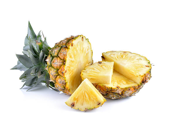 istock Sliced of ripe pineapple  on white  background 511528062