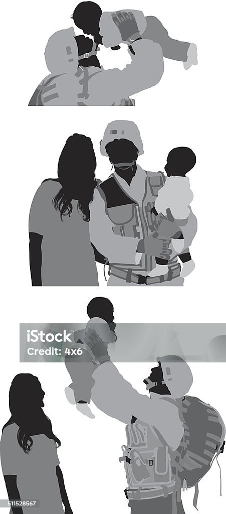 Military man with family Military man with familyhttp://www.twodozendesign.info/i/1.png Military stock vector