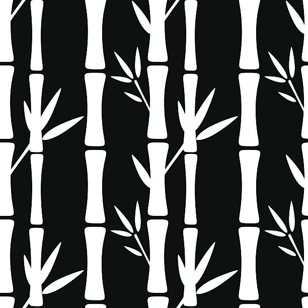 ilustraciones, imágenes clip art, dibujos animados e iconos de stock de patrón sin costuras con siluetas de árboles de bambú - bamboo bamboo shoot pattern backgrounds