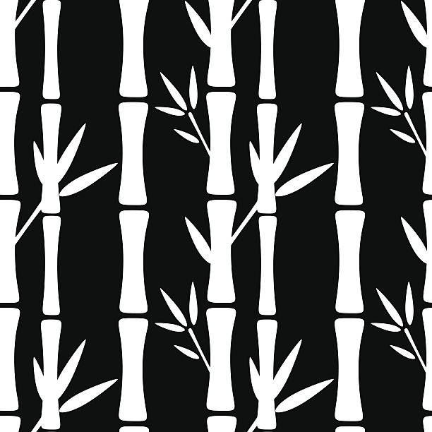 ilustrações de stock, clip art, desenhos animados e ícones de sem costura padrão com silhuetas de árvores de bambu - bamboo bamboo shoot pattern backgrounds