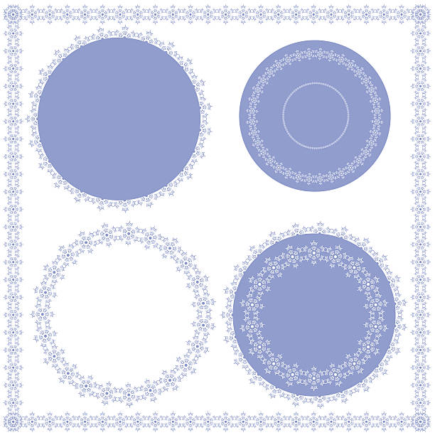 Set of circular and square ornaments vector art illustration