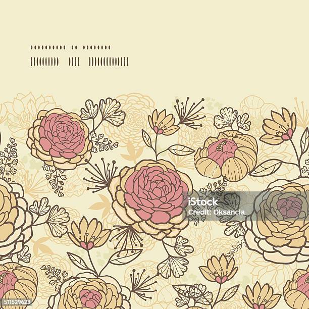 Vintage Brown Pink Flowers Horizontal Frame Seamless Pattern Background Stock Illustration - Download Image Now