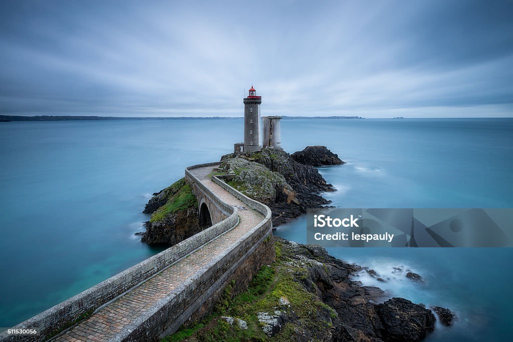 Little Kitty lighthouse The Phare du Petit Minou is a lighthouse in the roadstead of Brest, standing in front of the Fort du Petit Minou, in the commune of Plouzané, France. Brest - Brittany Stock Photo