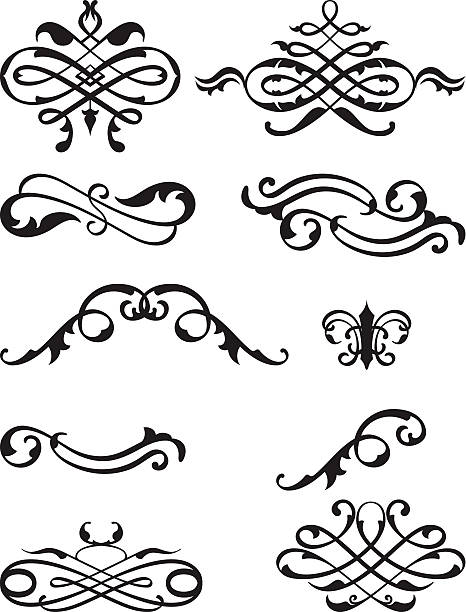ビクトリア様式のスーパーセット - swirl squiggle scroll shape decoration点のイラスト素材／クリップアート素材／マンガ素材／アイコン素材