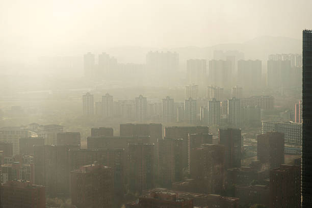Urban air pollution Urban air pollution in China, nanjing city. jiangsu province photos stock pictures, royalty-free photos & images