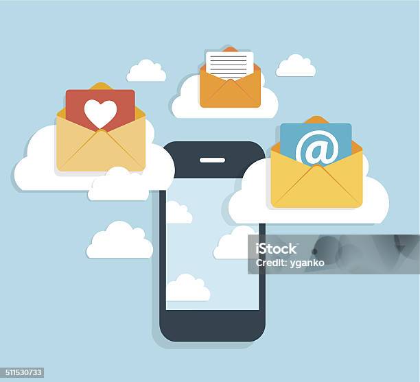 Flat Design Concept Email Write Icon Vector Illustration Stock Illustration - Download Image Now