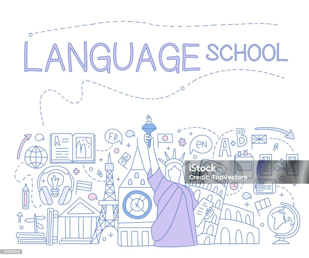 Academic Language Graphics Language School Infographics Vector Illustration Stock Illustration ...