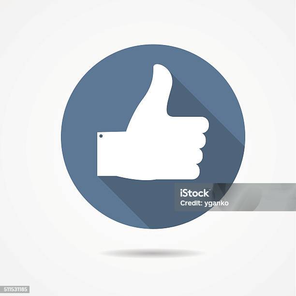 Vector Illustration Of Blue Thumb Up Icon With Long Shadow Stock Illustration - Download Image Now