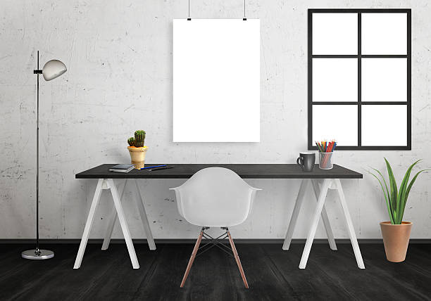 istock Poster mock up in office interior with desk, 511535206