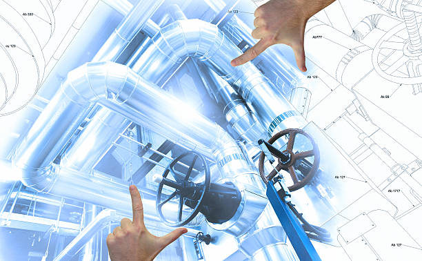 istock Hands Framing factory Design. Drawing and industrial equipment p 511537862