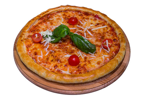 istock Italian margarita pizza with basil and mozzarella, isolated 511537894