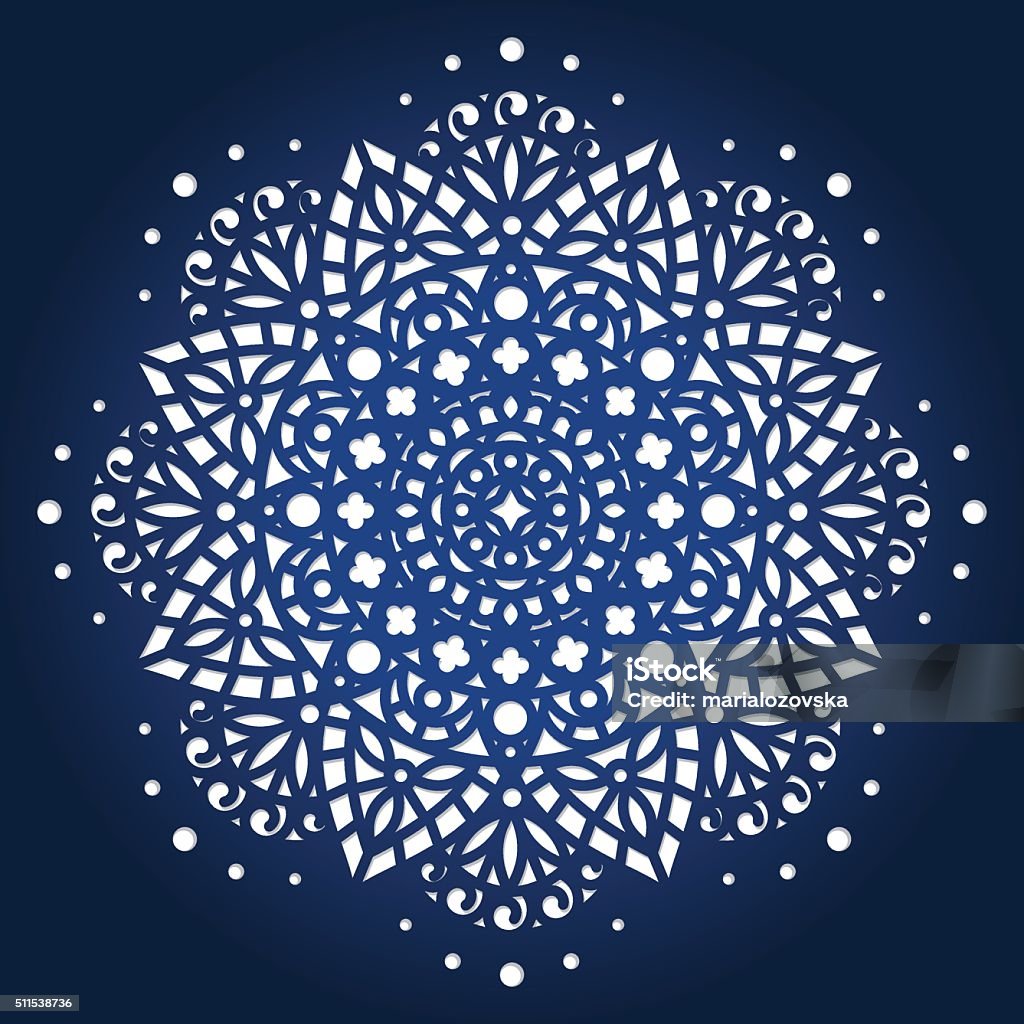 Laser cut out vector mandala pattern Die cut out paper card with cutout mandala ornament.  Abstract stock vector