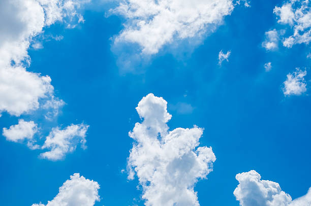 Looking up at Blue sky with cloudy stock photo