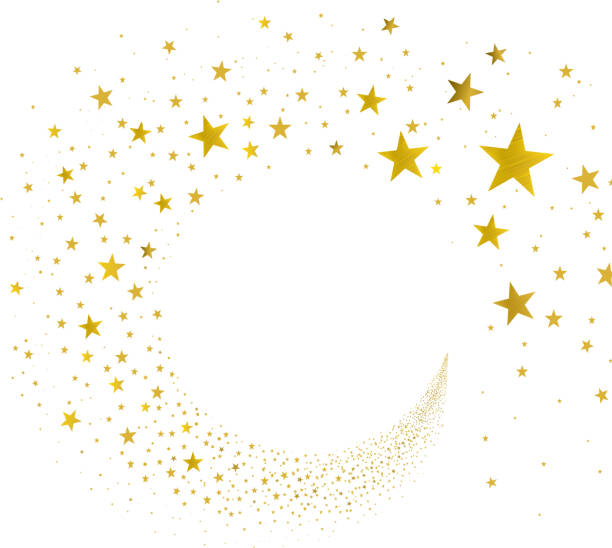 Stream Gold Stars stream gold stars on a white background gold metal silhouettes stock illustrations