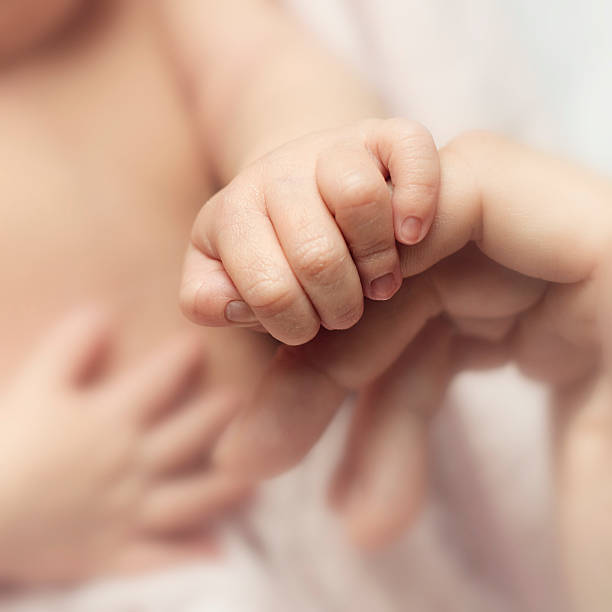 Newborn's hand stock photo