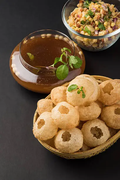 Pani Puri or panipuri, Golgappe or gol gappe, Chat item, Indian chat or fast food item
