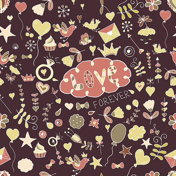 Seamless hand drawn valentine pattern vector art illustration