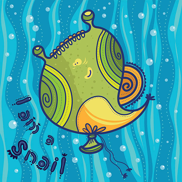 Balloon in the form of a green snail vector art illustration