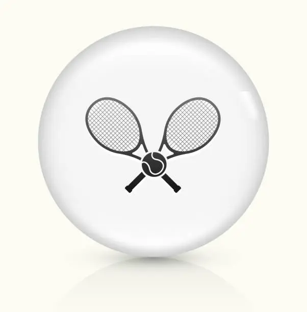 Vector illustration of Tennis icon on white round vector button