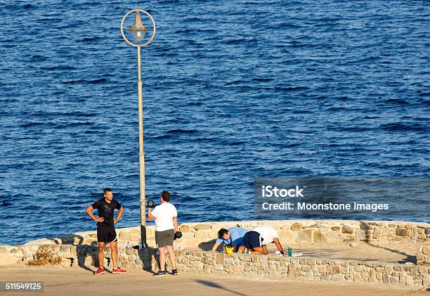 Mykonos Old Port In The Cyclades Greece Stock Photo - Download Image Now - 30-39 Years, Adult, Adults Only