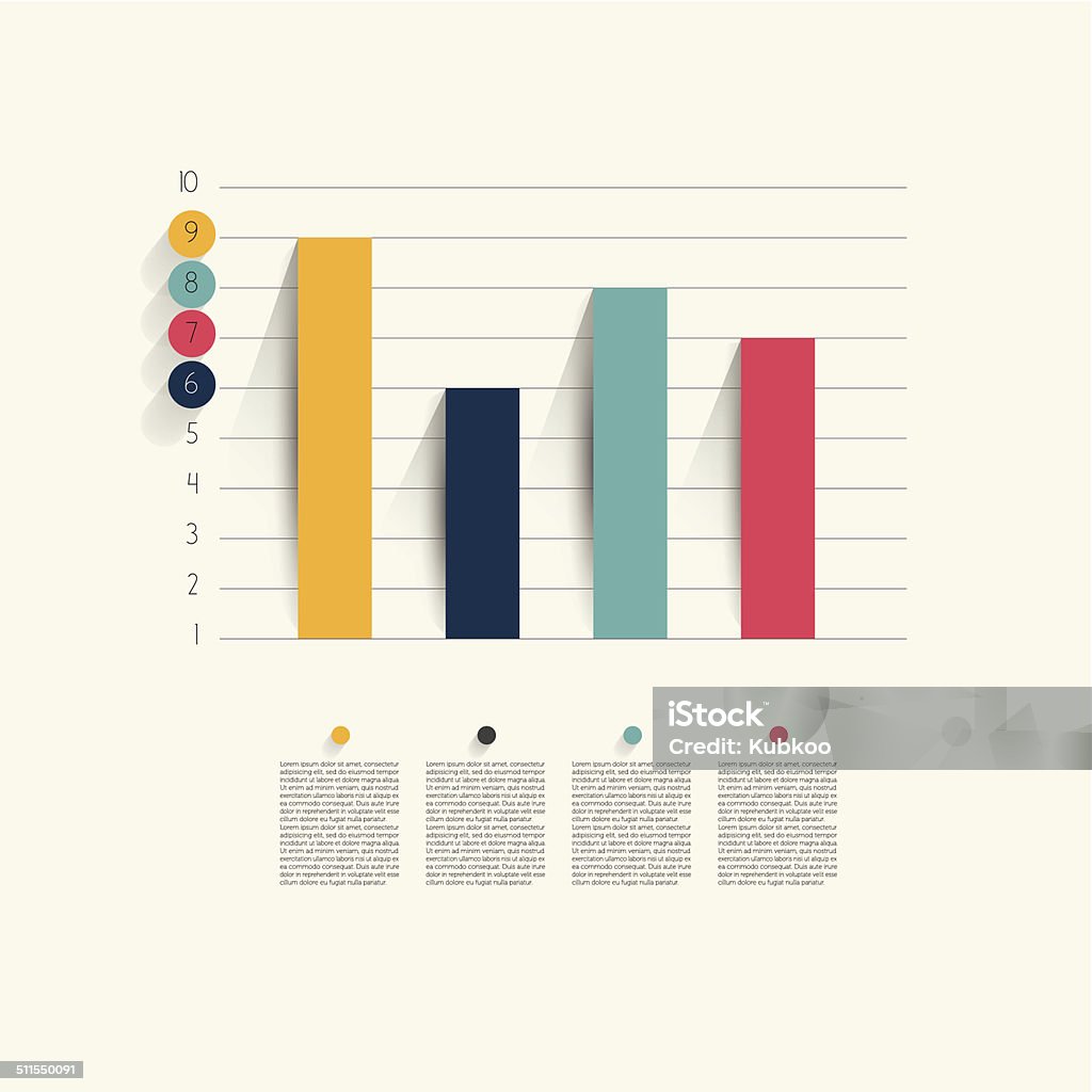 Example of business flat design graph. Infographics chart. Bar Graph stock vector