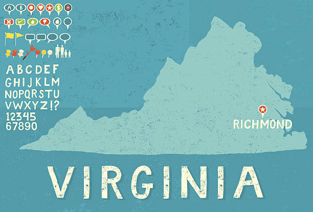 Map of Virginia with icons Map of Virginia with icons virginia us state stock illustrations