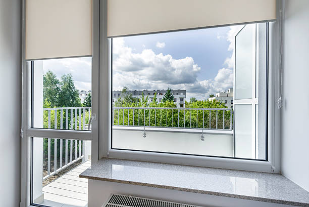 Window in small, economic room stock photo