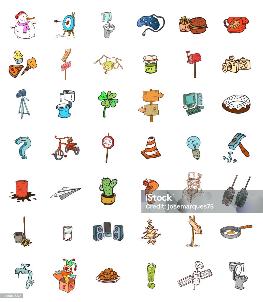 Cartoon Objects Set Stock Illustration - Download Image Now - Bread ...