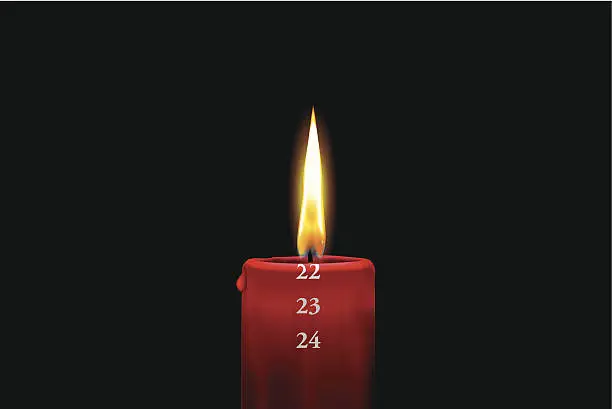 Vector illustration of Red advent candle - december 22nd