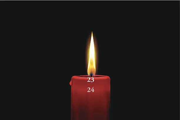 Vector illustration of Red advent candle - december 23rd